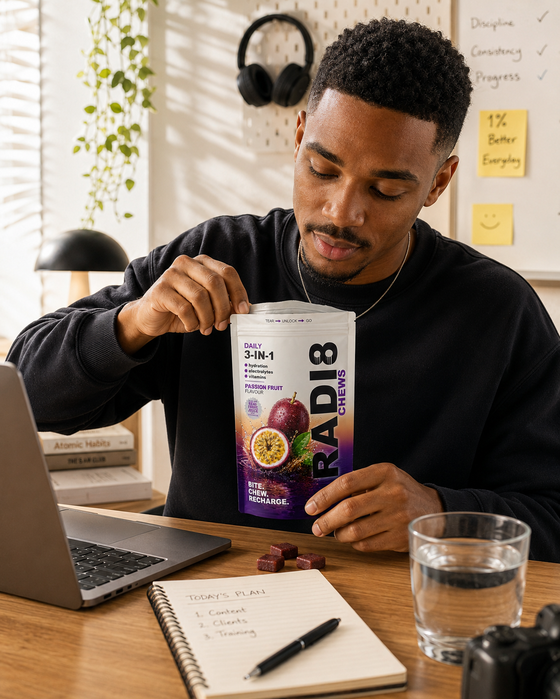 Radi8 Chews — Busy desk